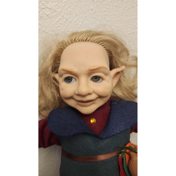 Berenguer Elf Doll Blonde Hair Pointed Ears Felt Outfit Acorn Pouch Ring RARE - Picture 4 of 7